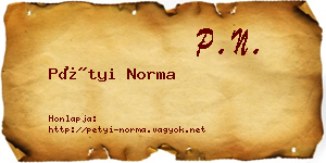 Pétyi Norma névjegykártya